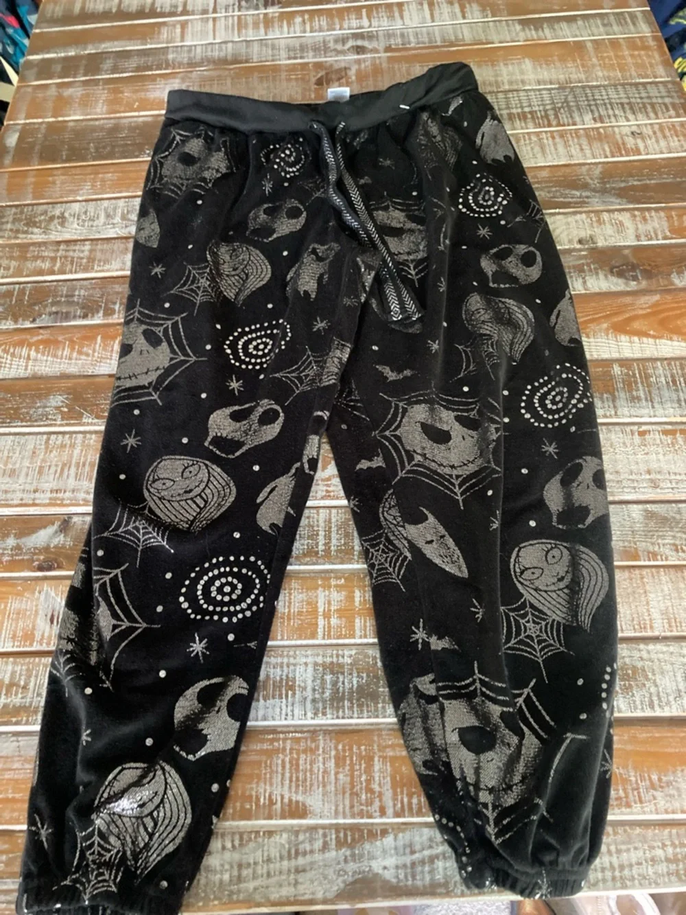 Disney The Nightmare Before Christmas Black Jogger Pants with Silver Star Print - Picture 1 of 4